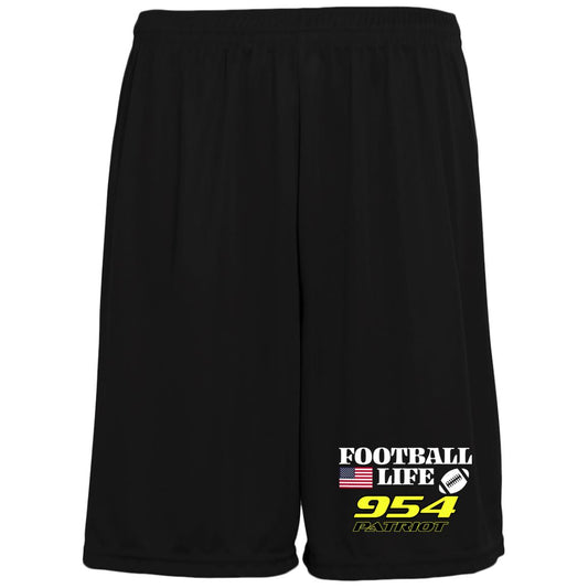 Football Life Moisture-Wicking Pocketed 9 inch Inseam Training Shorts