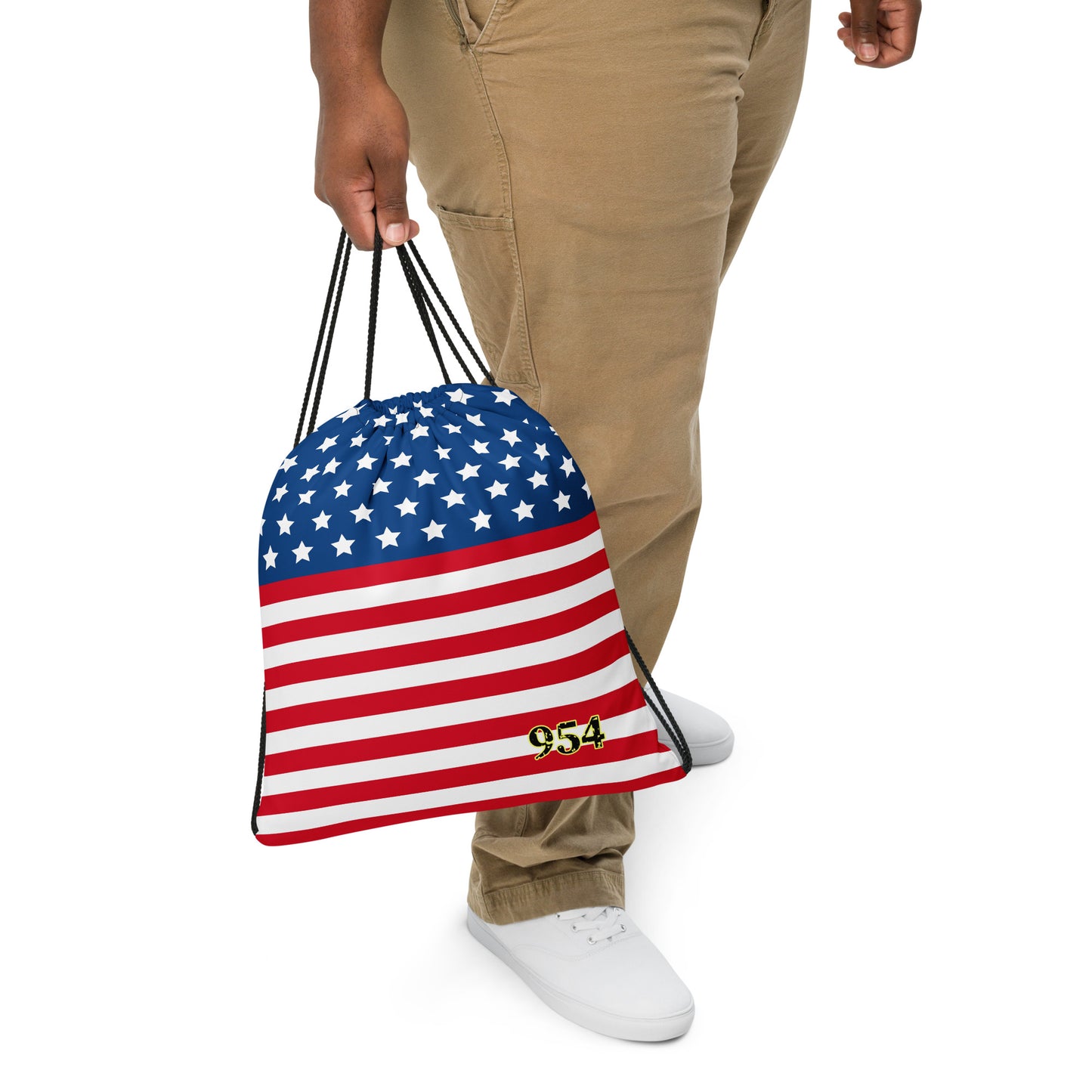 July 4th USA Flag 954 Signature Drawstring bag
