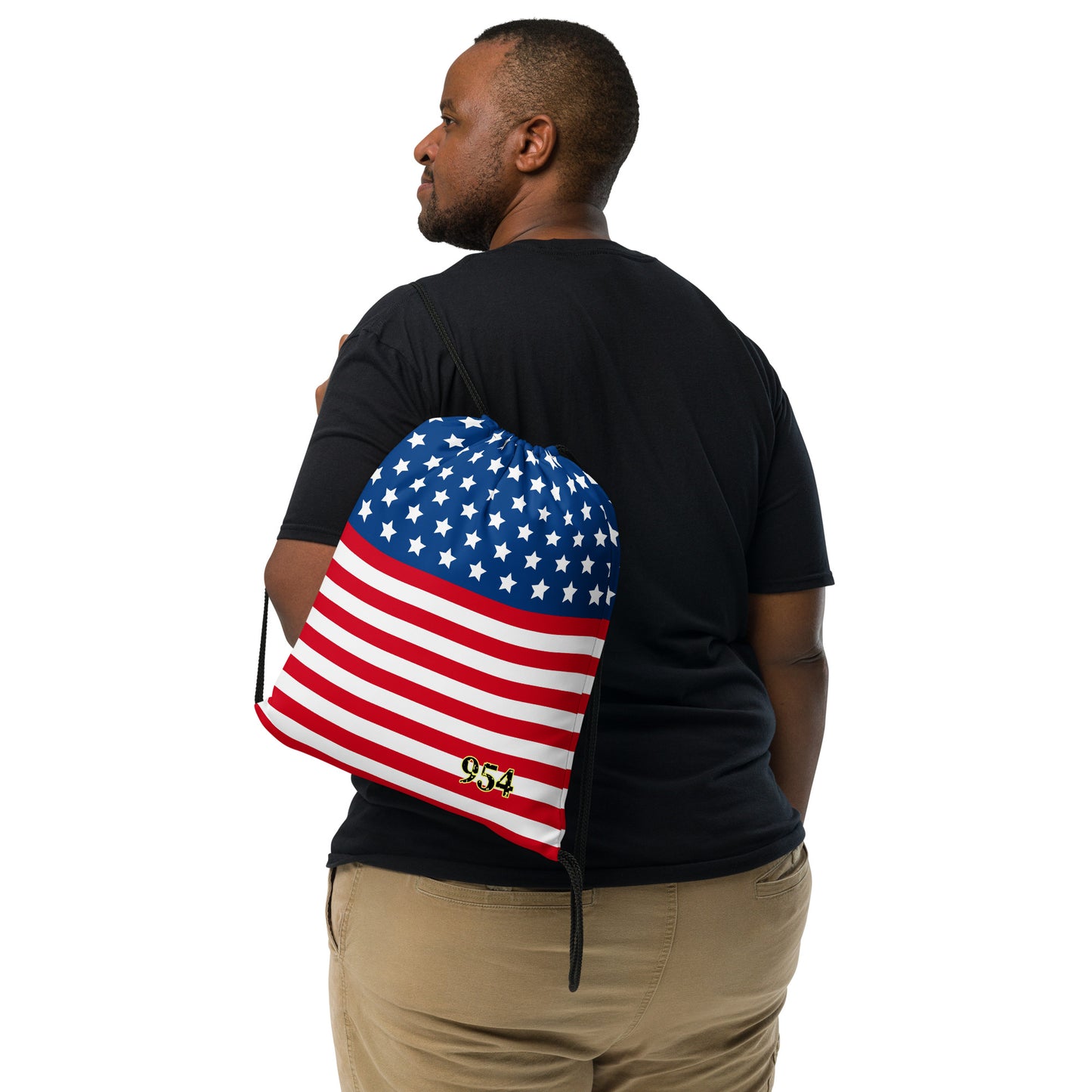 July 4th USA Flag 954 Signature Drawstring bag