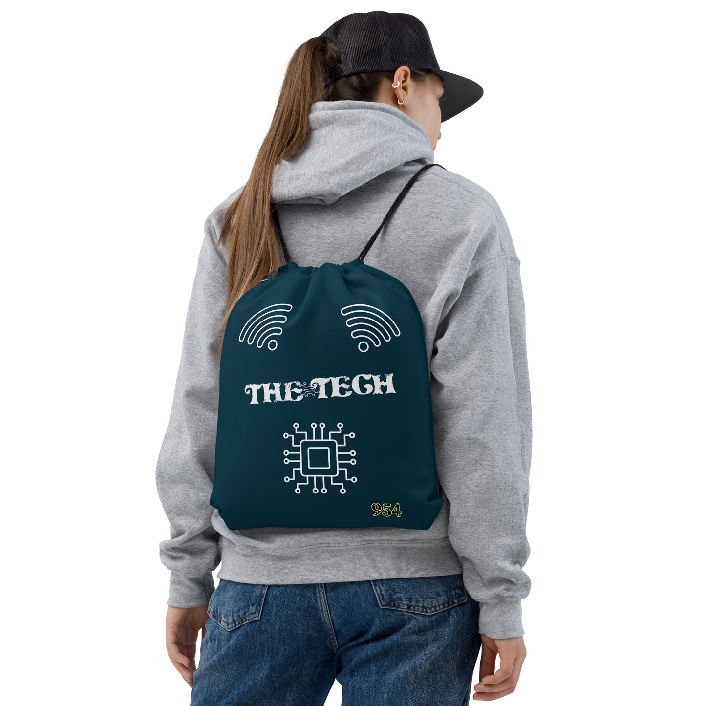 The Tech 954 Signature Blue Drawstring bag