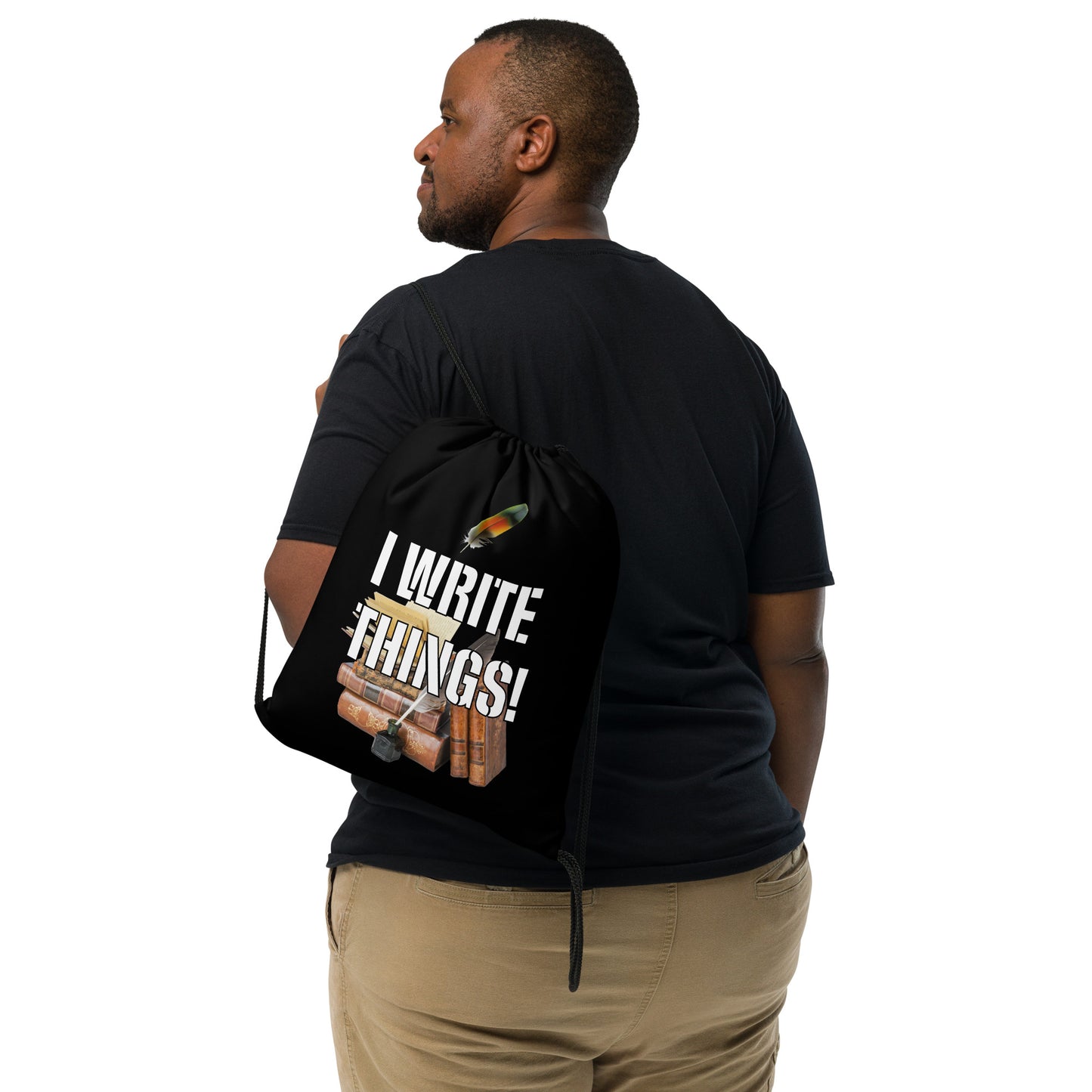 I Write Things 954 Drawstring bag
