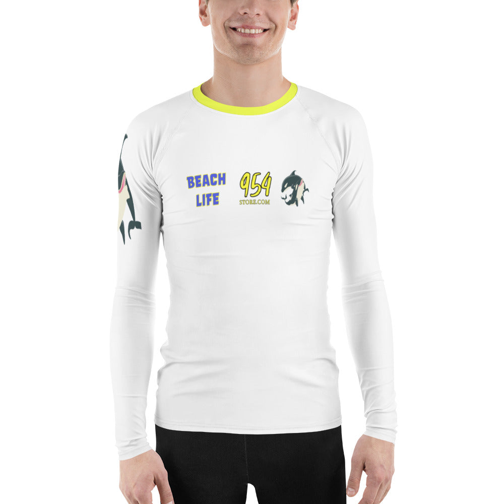 Beach Life Dolphins Black/White 954 Signature Men's Rash Guard