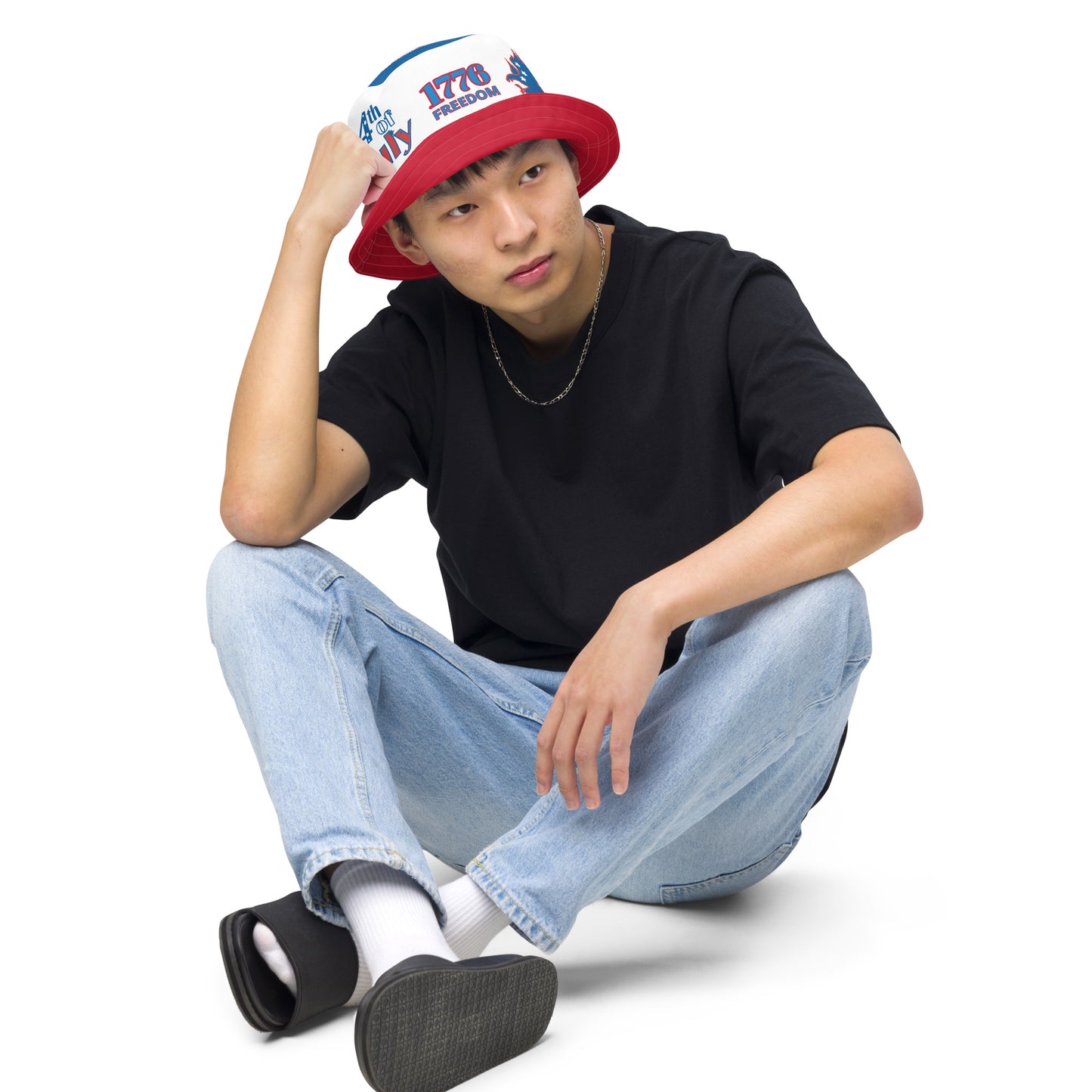 July 4th 954 Signature Reversible RED bucket hat