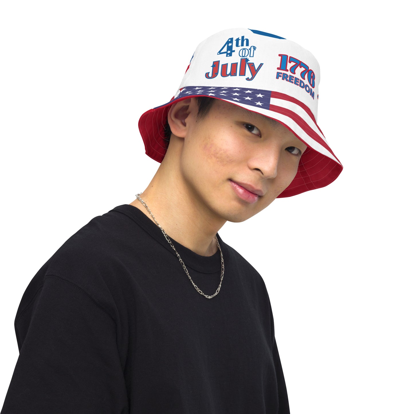 July 4th 954 Signature Reversible RED bucket hat