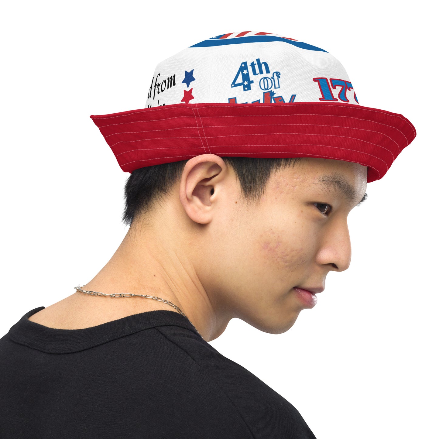 July 4th 954 Signature Reversible RED bucket hat