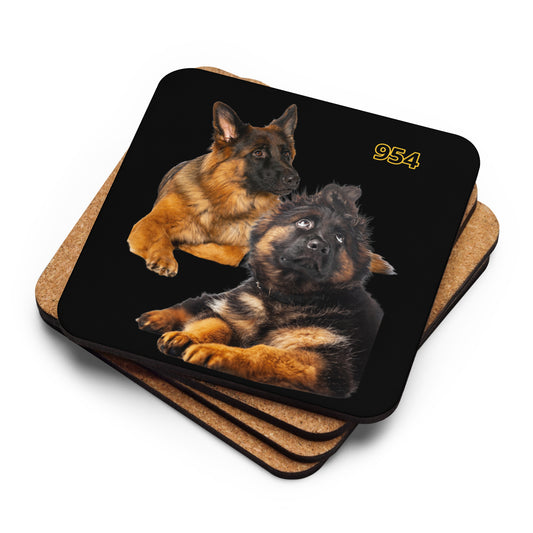 German Shepherd siblings 954 Signature Cork-back coaster