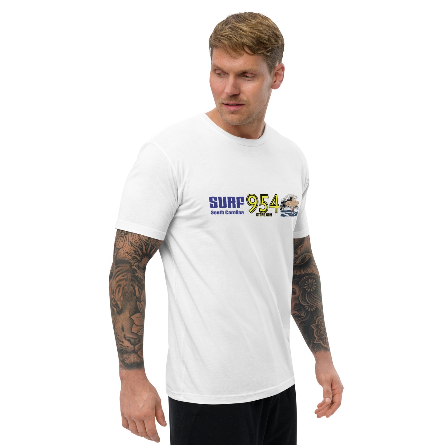 Surf SC Blue Letters 954 Signature Short Sleeve T-shirt