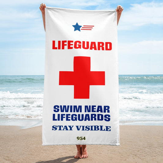 954 Signature Lifeguard Towel & Stand Sign