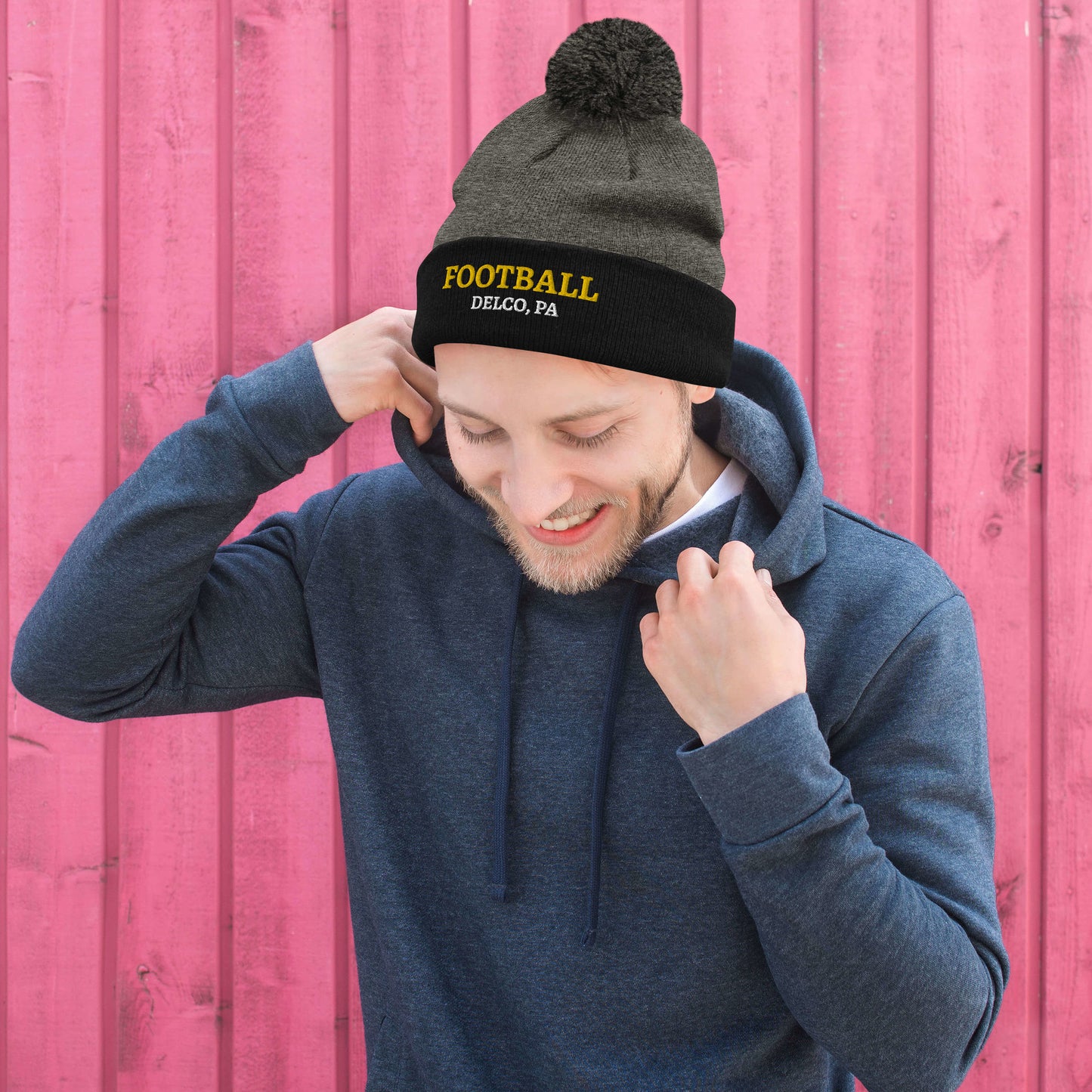 DELCO Football 954 Pom-Pom Beanie