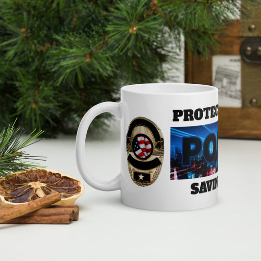 Police Officer's Oath 954 White glossy mug