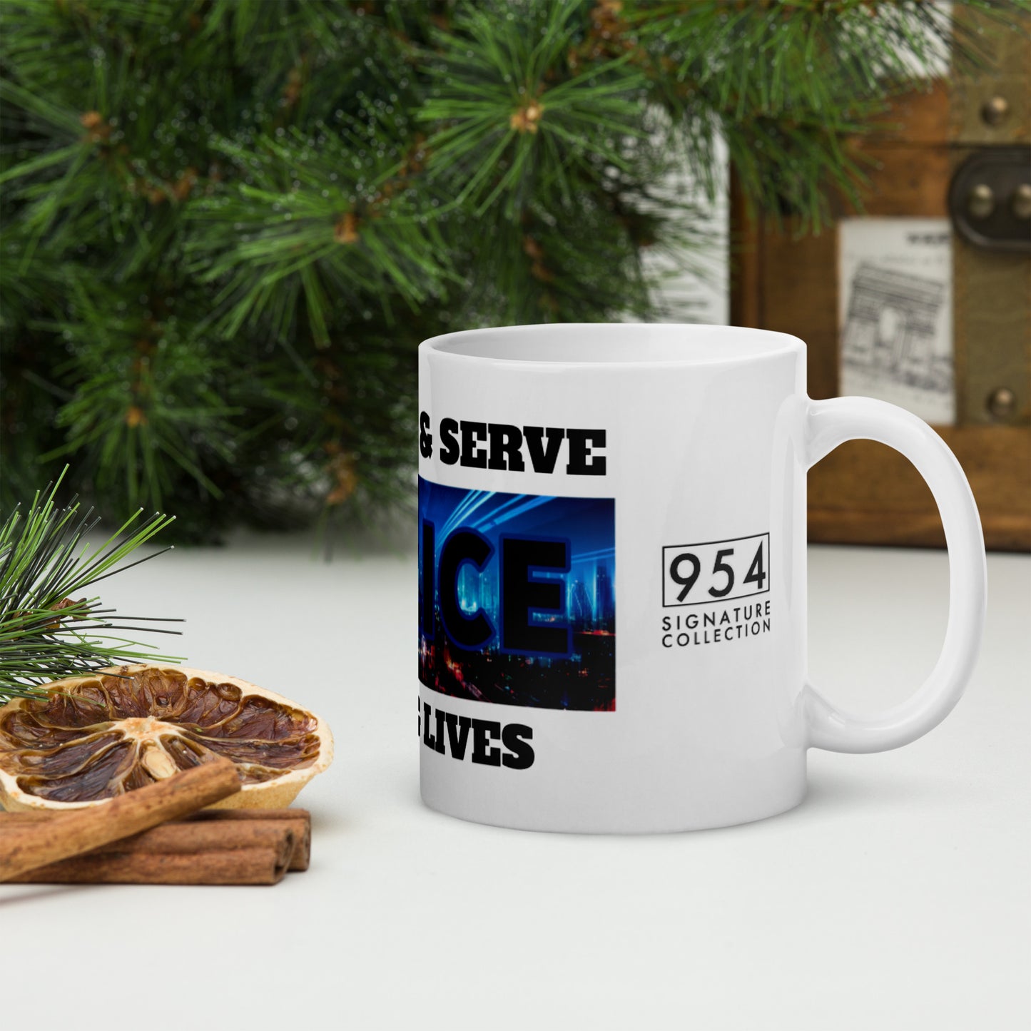 Police Officer's Oath 954 White glossy mug
