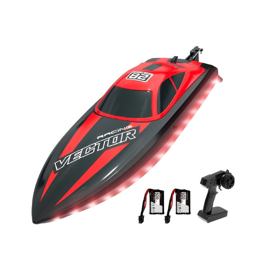 20mph RC Boat with LED Lights for Pools and Lakes - Fast and Fun!