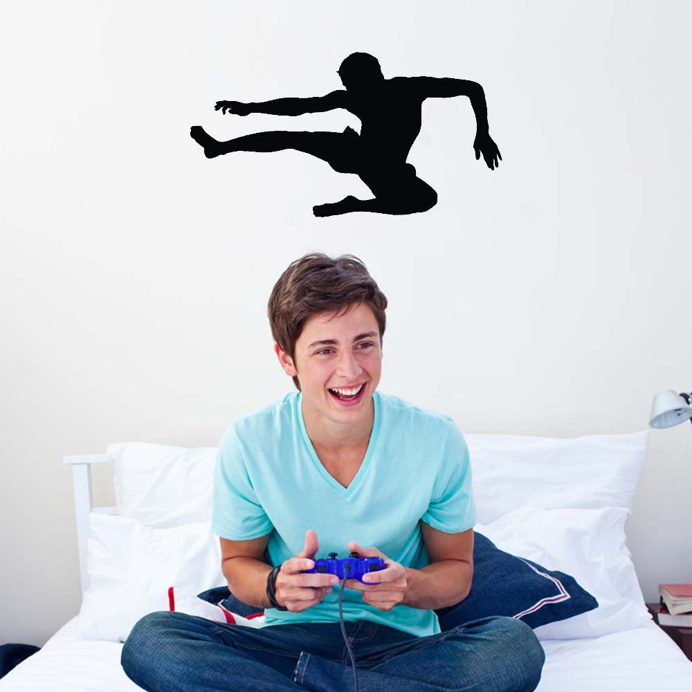 Martial Arts Flying Kick Silhouette Wall Decal (6 Sizes Available)