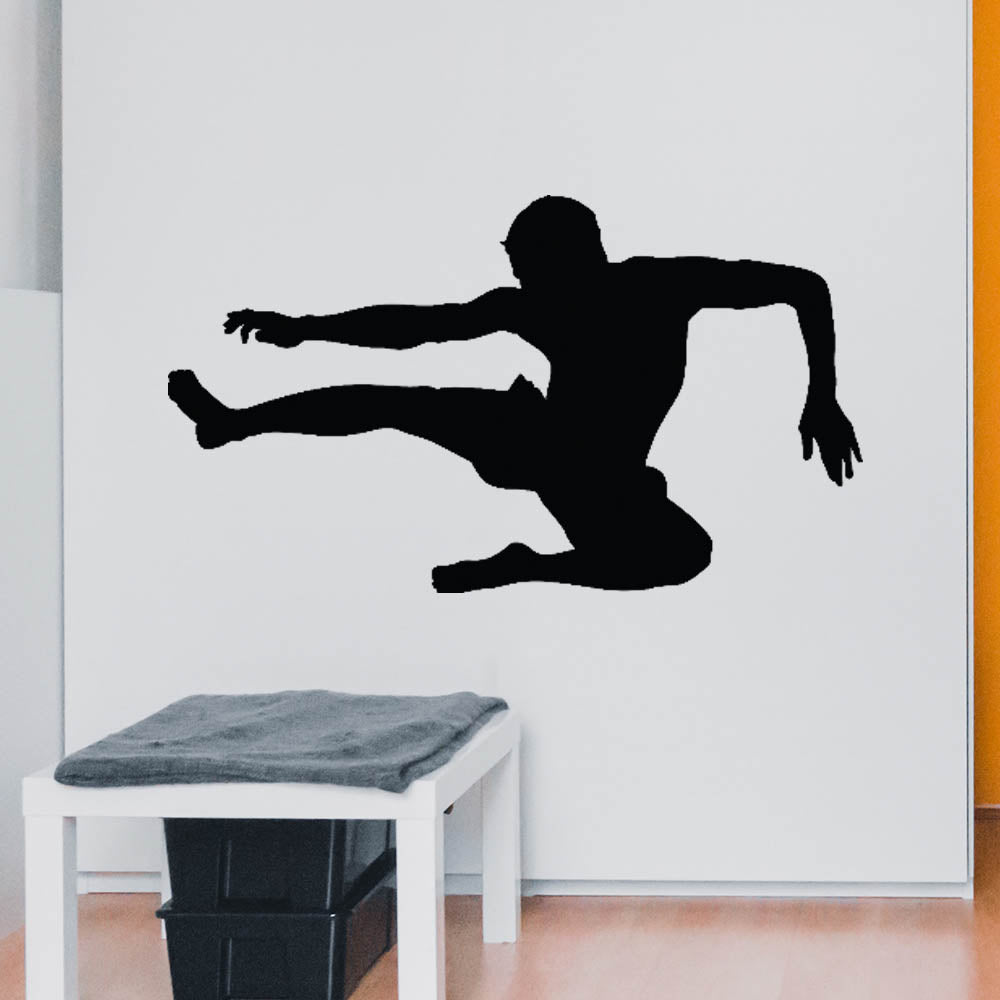 Martial Arts Flying Kick Silhouette Wall Decal (6 Sizes Available)