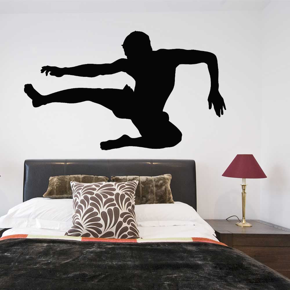 Martial Arts Flying Kick Silhouette Wall Decal (6 Sizes Available)