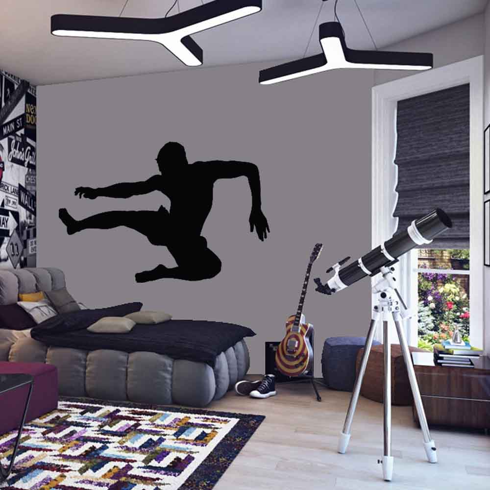 Martial Arts Flying Kick Silhouette Wall Decal (6 Sizes Available)