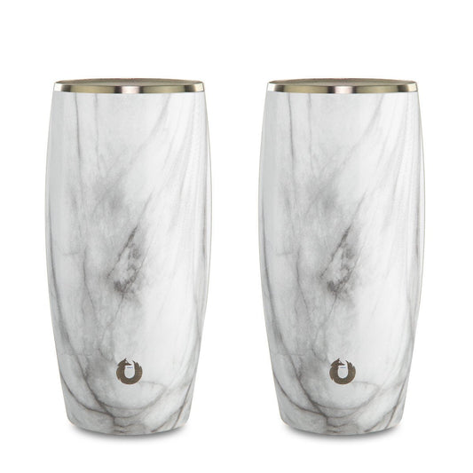 Stainless Steel Beer Glass Set, Set of 2 - Marble
