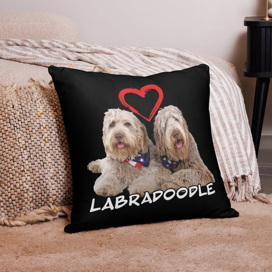 Labradoodle 954 Black Pillow