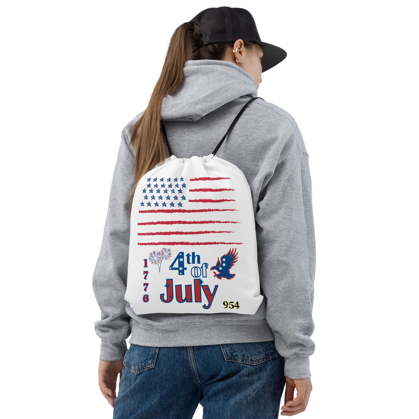 American Flag 954 Signature Drawstring bag