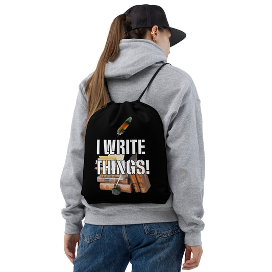 I Write Things 954 Drawstring bag