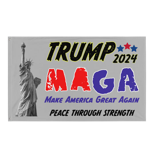 MAGA Peace Through Strength 954 Signature Silver Flag