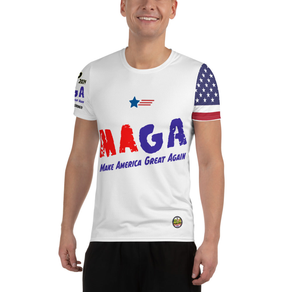 MAGA Peace Through Strength 954 Signature All-Over Print Men's Athletic T-shirt