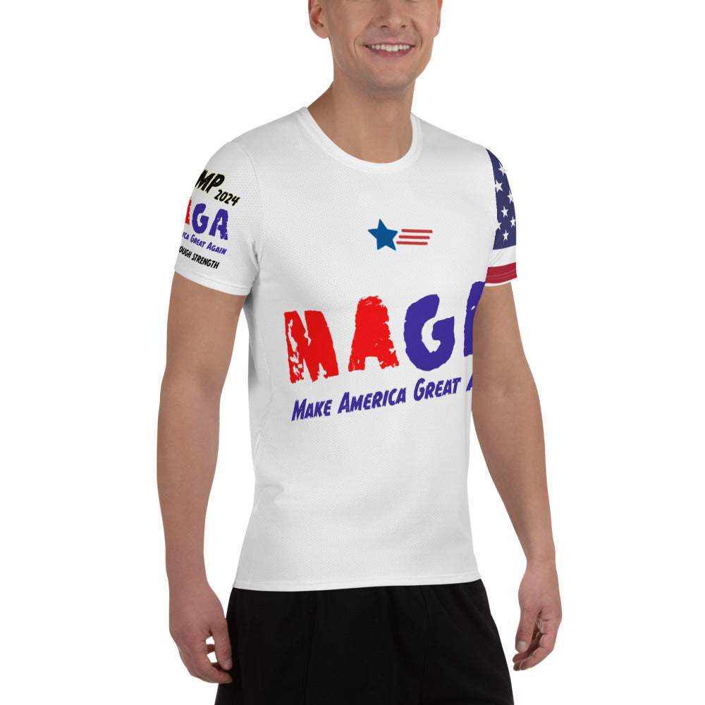 MAGA Peace Through Strength 954 Signature All-Over Print Men's Athletic T-shirt