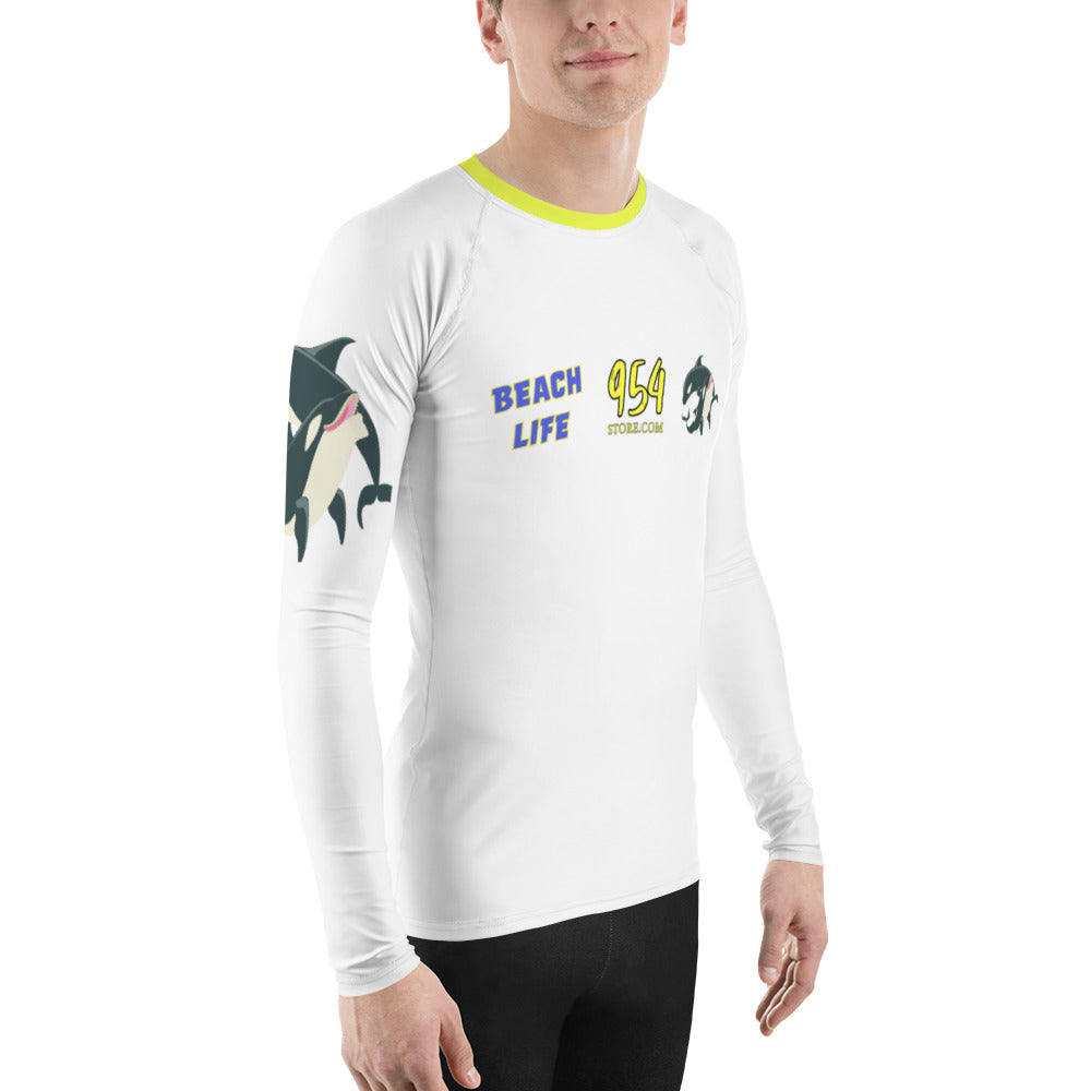 Beach Life Dolphins Black/White 954 Signature Men's Rash Guard