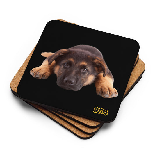 German Shepherd Puppy 954 Signature Cork-back coaster