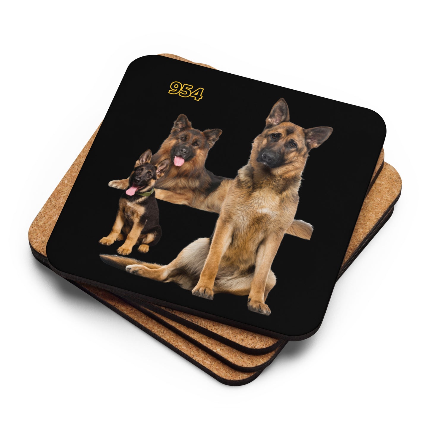 German Shepherd Family 954 Signature Cork-back coaster