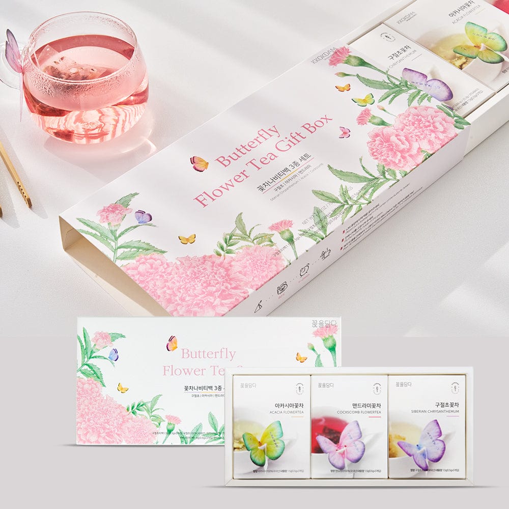 3 Butterfly Tea Bag Pink Gift Box