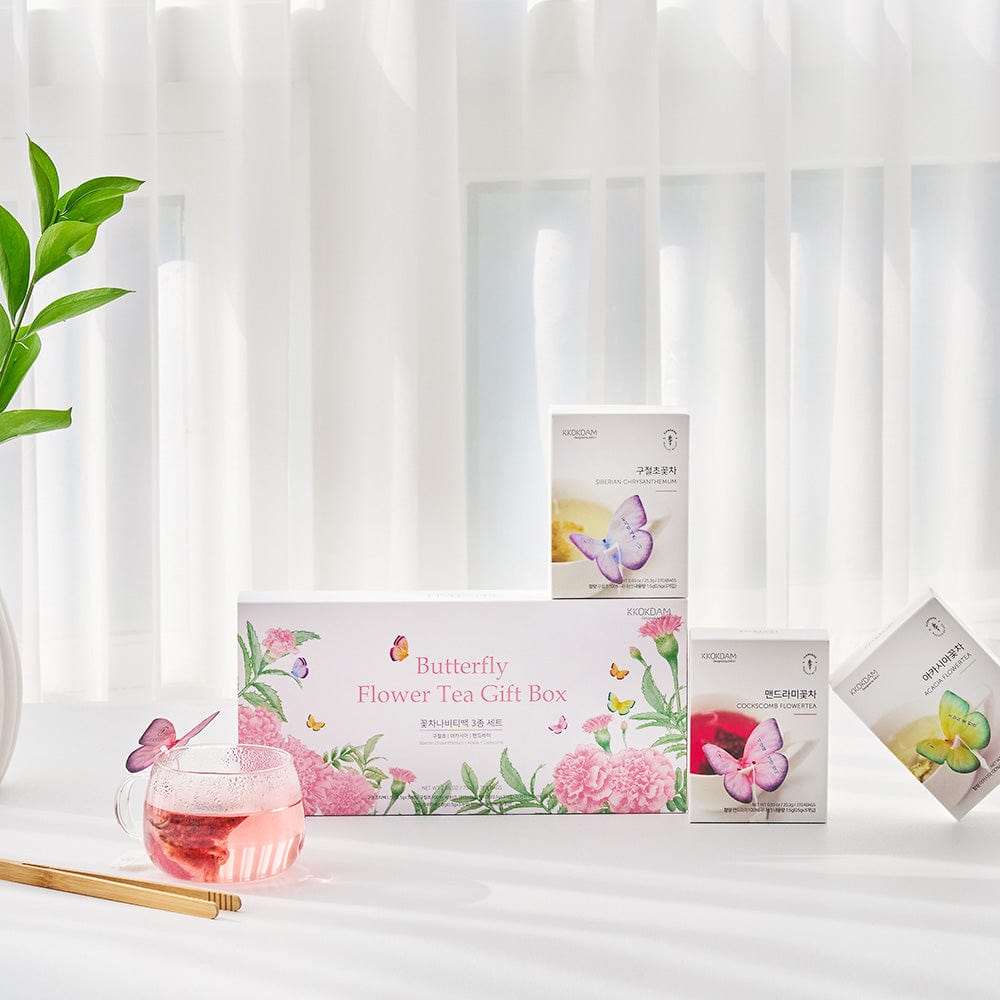 3 Butterfly Tea Bag Pink Gift Box