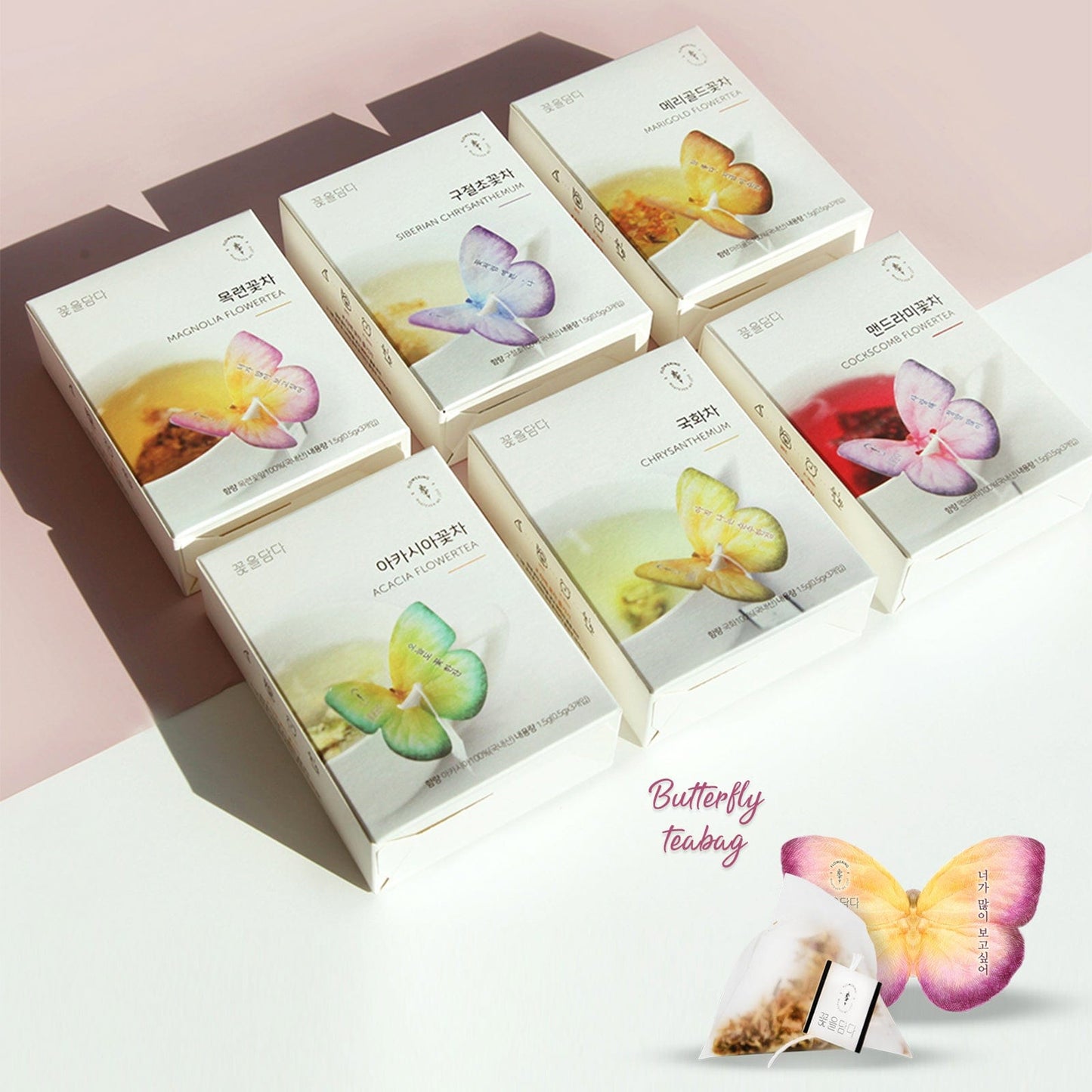 6 Butterfly Flower Tea Bag Orange Box