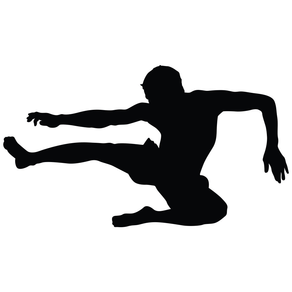 Martial Arts Flying Kick Silhouette Wall Decal (6 Sizes Available)