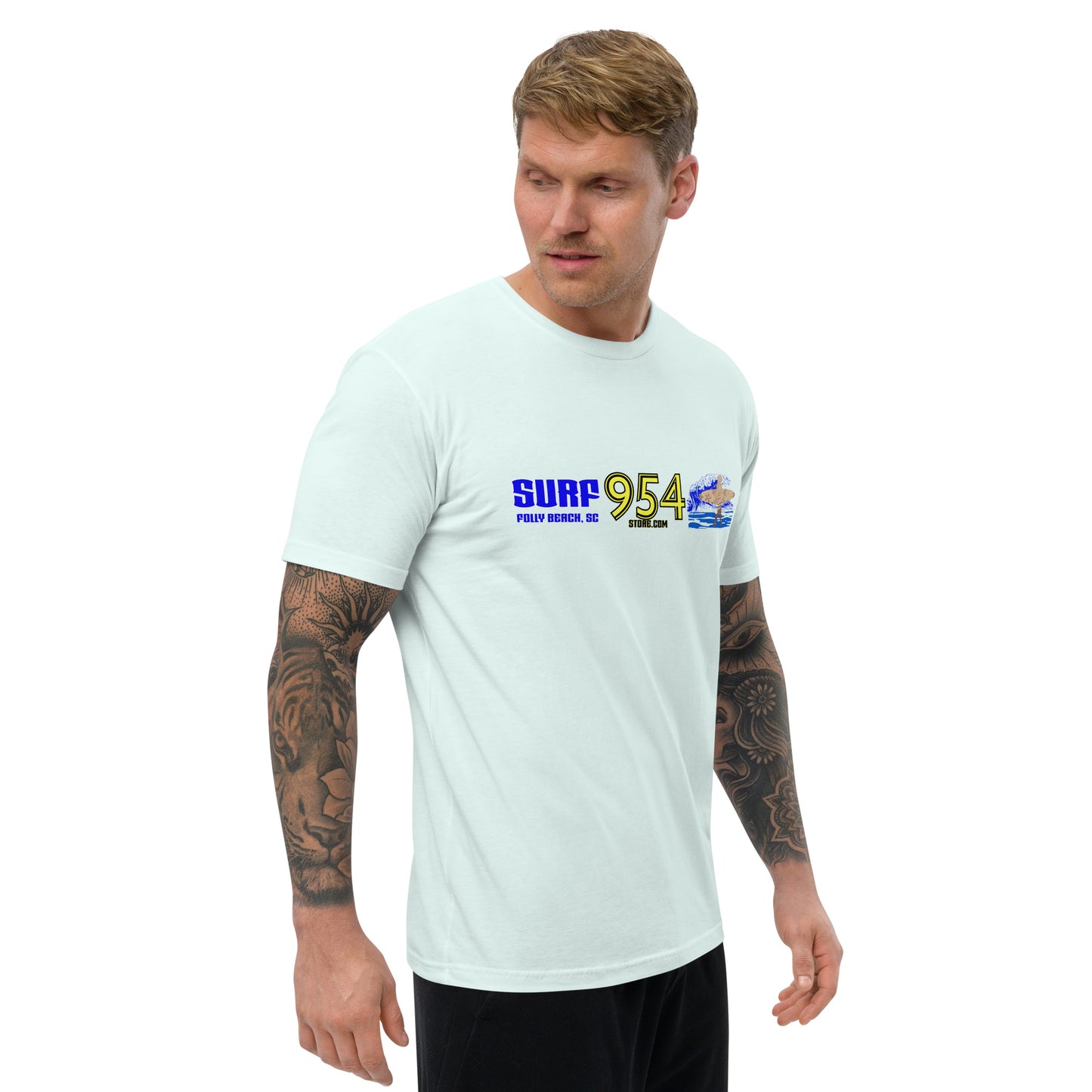 Surf Folly Blue Letters 954 Signature Short Sleeve T-shirt