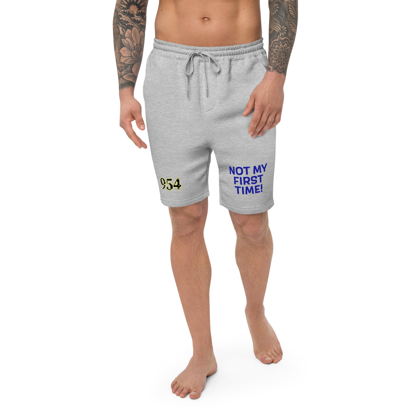 Not my first time 954 Signature Grey or White Men's fleece shorts