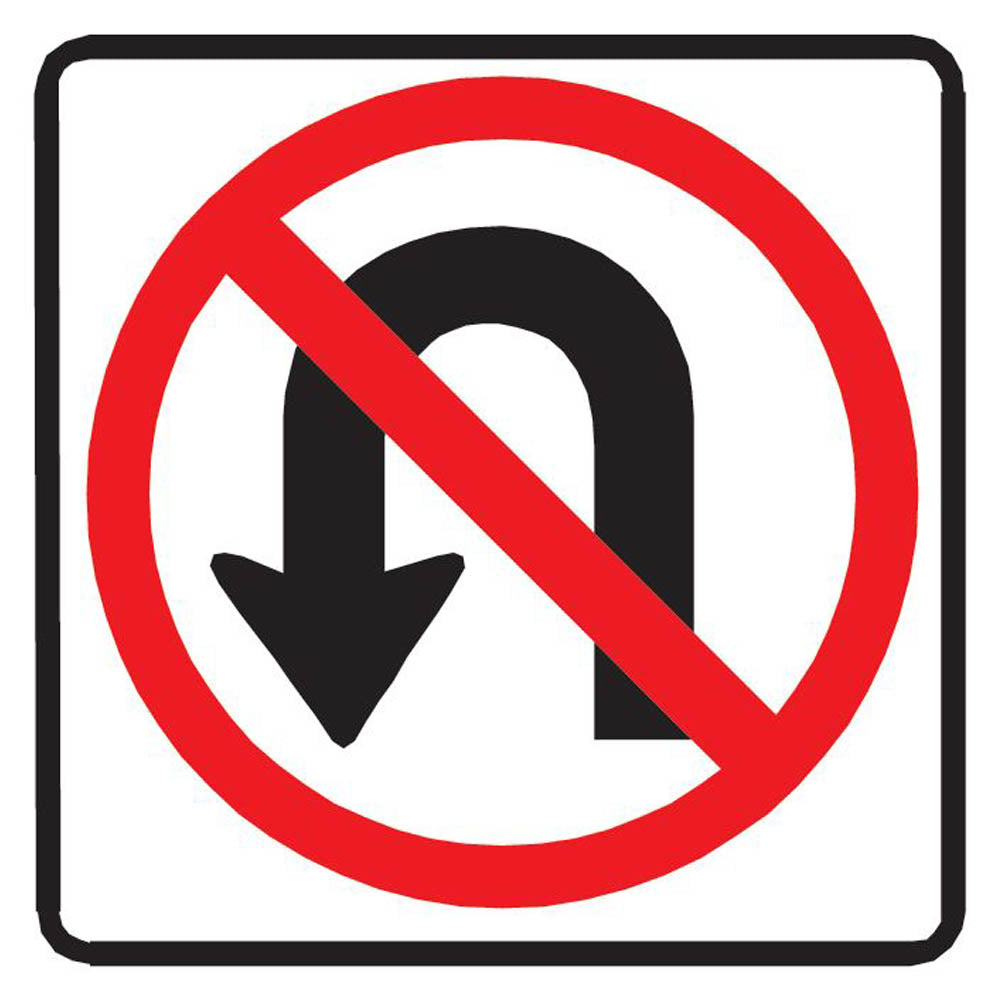 No U-Turn Sign Wall Decal (3 Sizes Available)