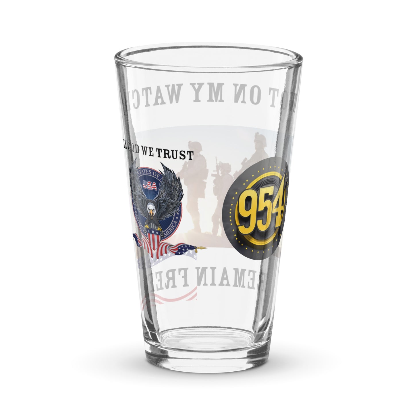 Remain Free 954 Signature Shaker pint glass