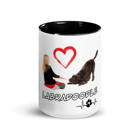 Labradoodle play 954 Signature Mug with Color Inside