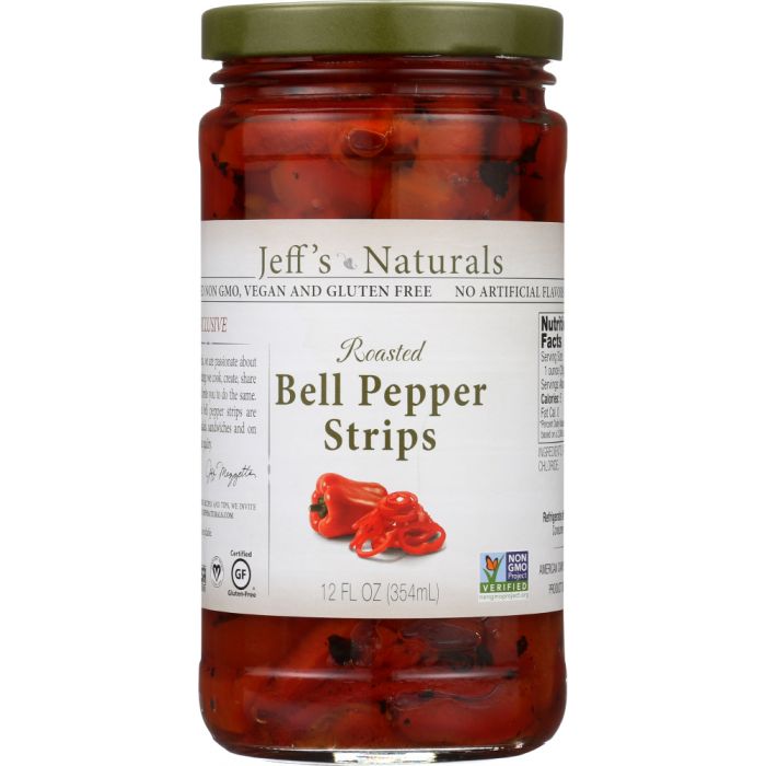 JEFF'S NATURALS: Roasted Bell Pepper Strips, 12 oz