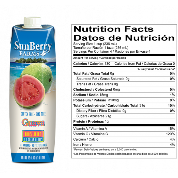 SUNBERRY FARMS: 100% Guava Juice, 33.81 oz