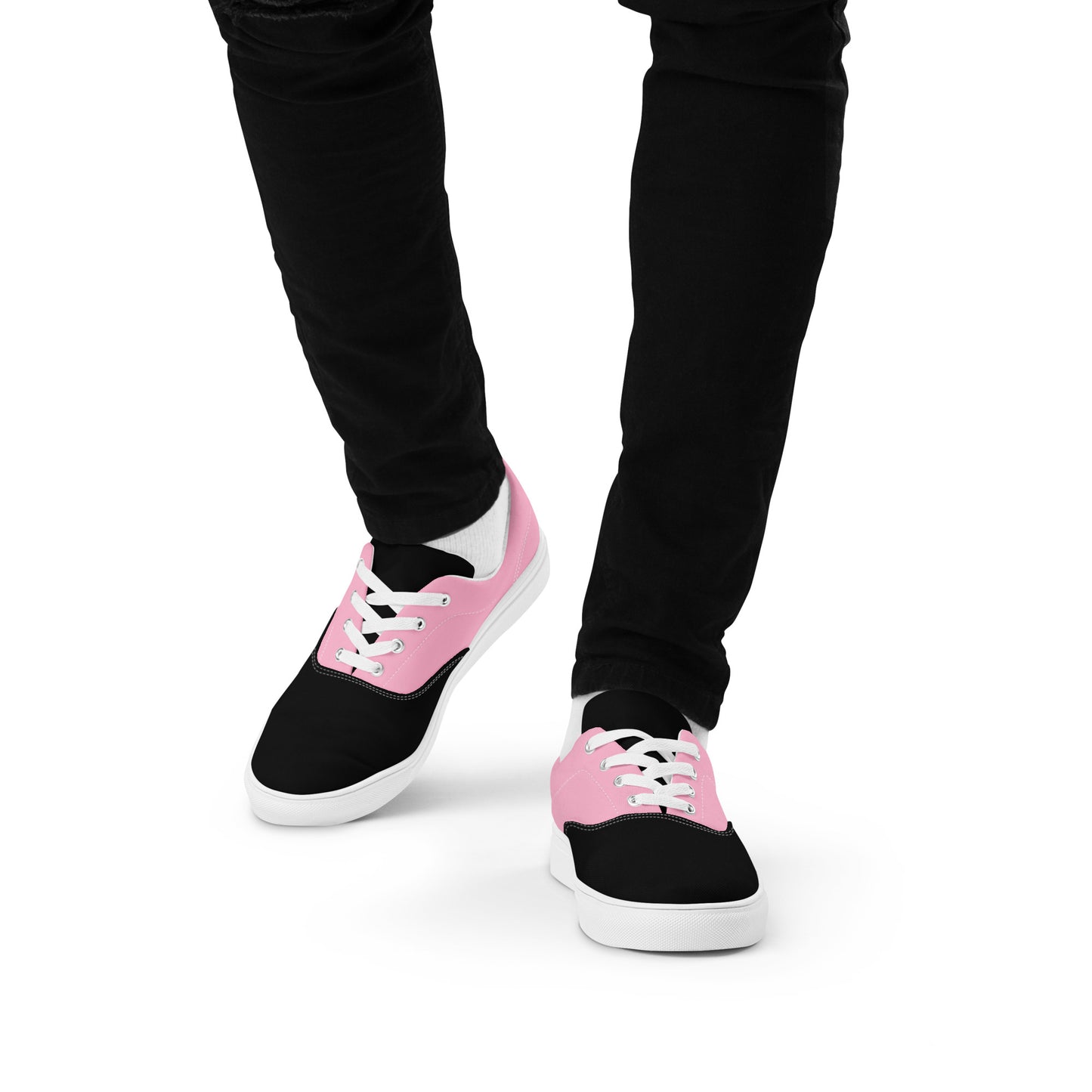 Black on Pink 954 Signature Men’s lace-up canvas shoes