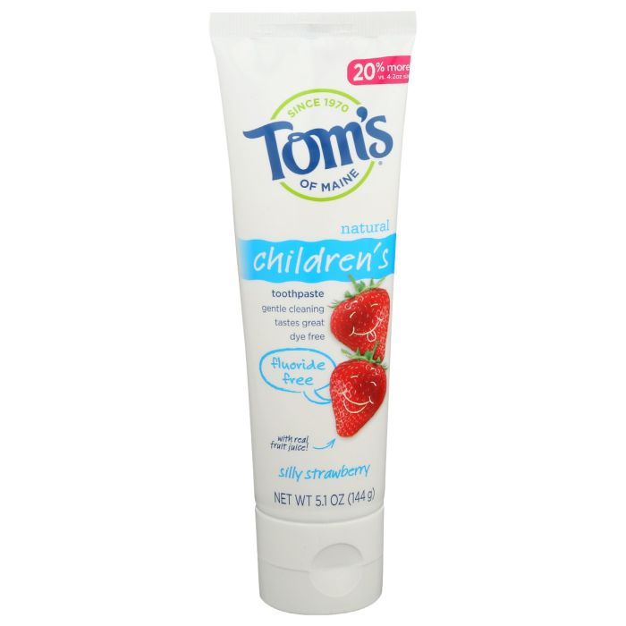 TOMS OF MAINE: Silly Strawberry Flouride Free Toothpaste, 5.1 oz